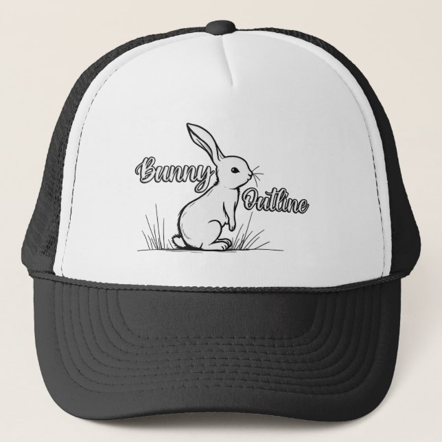Gorra De Camionero Bunny Sketch – Hand Drawn Rabbit Illustration boné (Anverso)