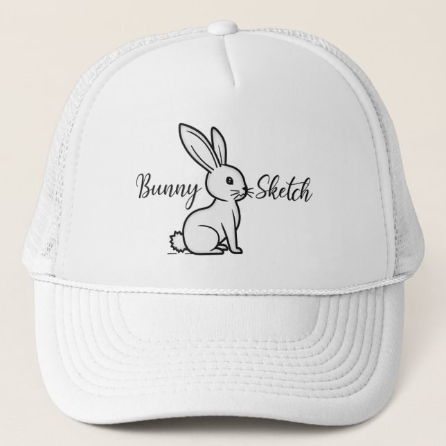 Gorra De Camionero Bunny Sketch – Hand Drawn Rabbit Illustration boné (Anverso)