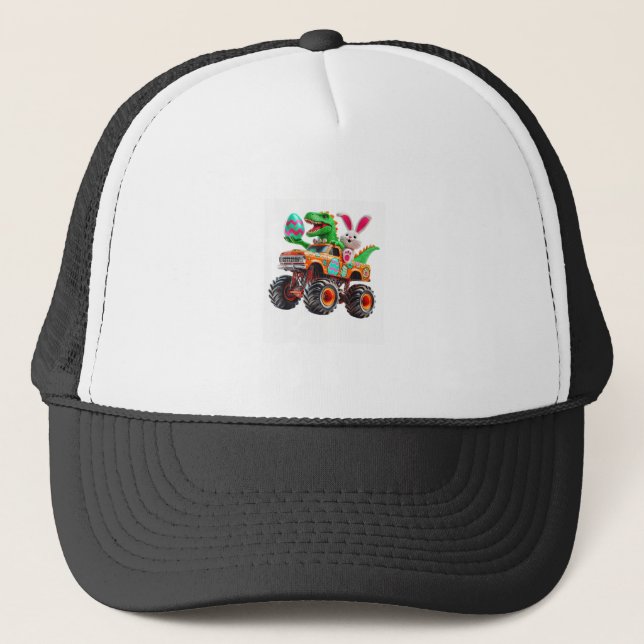 Gorra De Camionero Bunny T-rex Easter Monster Truck Dino Funny Boys K (Anverso)