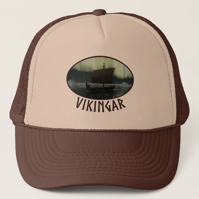 Gorra De Camionero Buque Viking Y Luces Del Norte (Anverso)