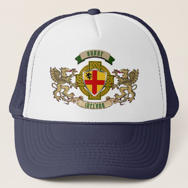 Gorra De Camionero Burke Irish Shield y Griffins Personalizados (Anverso)