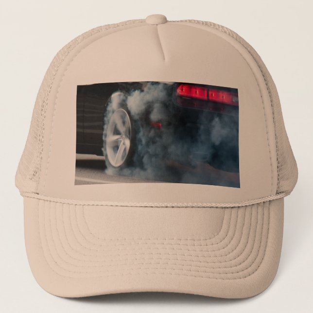 Gorra De Camionero Burnout de coche negro (Anverso)