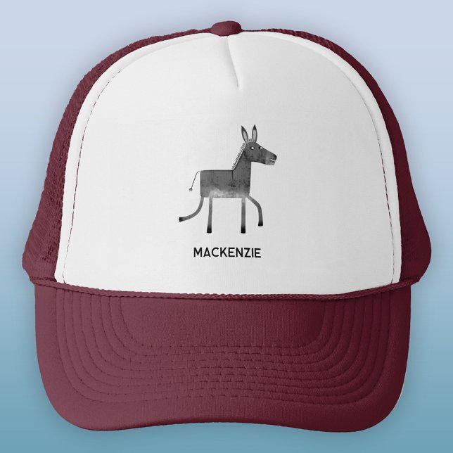 Gorra De Camionero Burro divertido personalizado (Fun personalized name donkey trucker hat for animal lovers)