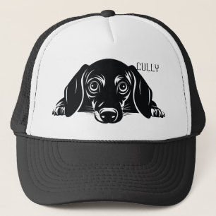 Gorra De Camionero Buscando Perro Dachshund. Personalizar
