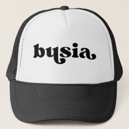 Gorra De Camionero Busia polaca retro negra y blanca
