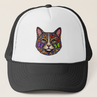 Gorra De Camionero Butterfly Bloom Colorful Cat Portrait | Cats Mom