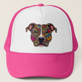 Gorra De Camionero Butterfly Kaleidoscope Pitbull Portrait -Bully Mom