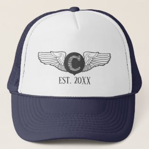 Gorra De Camionero C Alas piloto de monograma personalizado de aviaci
