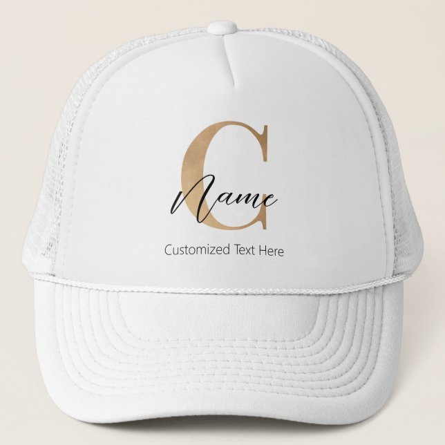 Gorra De Camionero C inicial monogramada moderna y nombre personaliza (Anverso)