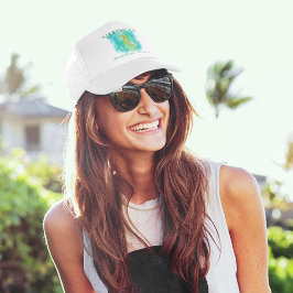 Gorra De Camionero Caballito de mar amarillo bajo el mar