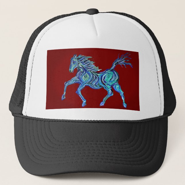 Gorra De Camionero Caballo azul pintado (Anverso)