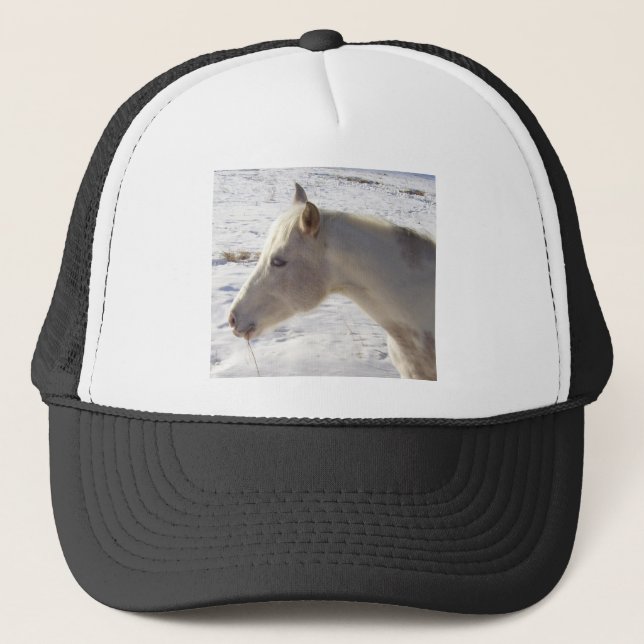 Gorra De Camionero Caballo blanco con nieve (Anverso)
