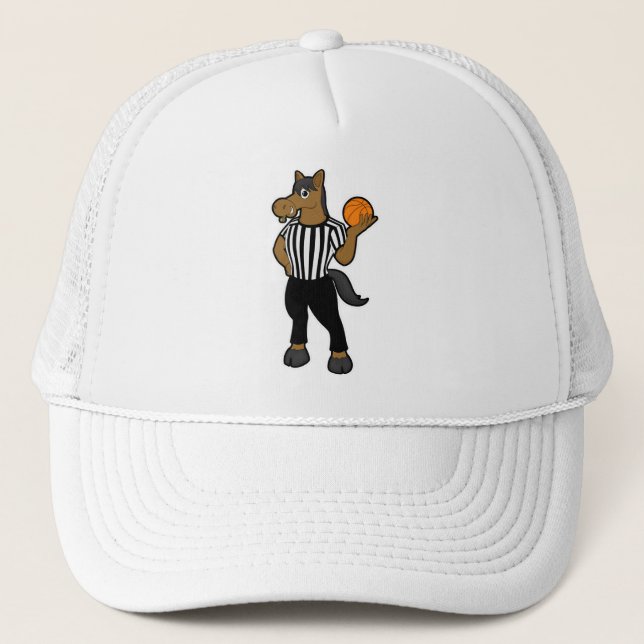 Gorra De Camionero Caballo como árbitro con baloncesto e hilo (Anverso)