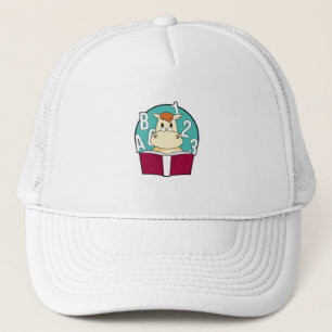 Gorra De Camionero Caballo como estudiante con anteojos y libro