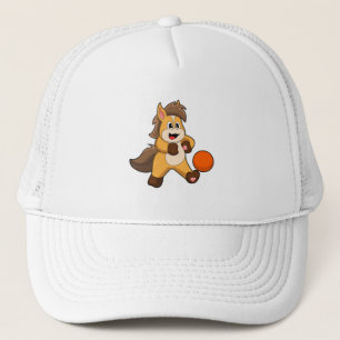 Gorra De Camionero Caballo como jugador de fútbol con pelota de fútbo