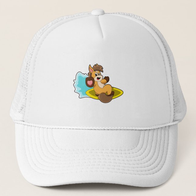 Gorra De Camionero Caballo como surfista con tabla de surf (Anverso)