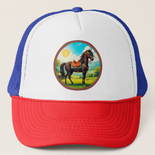 Gorra De Camionero Caballo con fondo vibrante