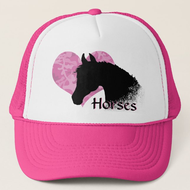 Gorra De Camionero Caballo Corazón III (camo rosa) (Anverso)