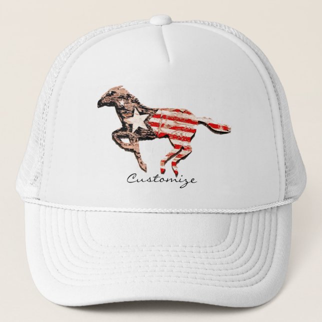 Gorra De Camionero Caballo de Bandera Americana Corriendo Thunder_Cov (Anverso)