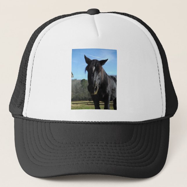 Gorra De Camionero Caballo de Borrador Negro rescatado (Anverso)