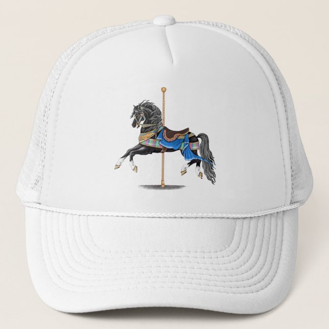 Gorra De Camionero Caballo de carrusel negro (Anverso)