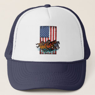 GORRA DE CAMIONERO CABALLO DE VINTAGE DE LA BANDERA ESTADOUNIDENSE