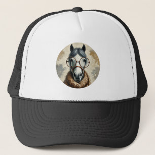 Gorra De Camionero Caballo elegante con gafas - Divertido arte vintag