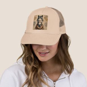 Gorra De Camionero Caballo elegante con gafas - Divertido arte vintag
