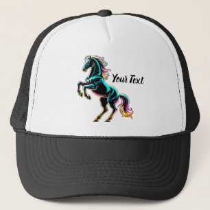 Gorra De Camionero Caballo Luz de Neón Glitch Estilo Retro