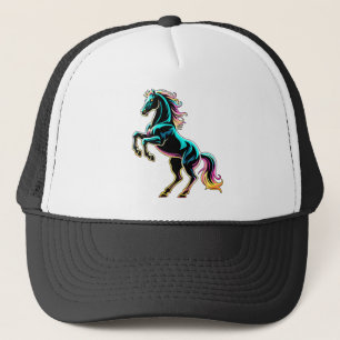 Gorra De Camionero Caballo Luz de Neón Glitch Estilo Retro