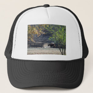 Gorra De Camionero Caballo marrón caminando por la valla