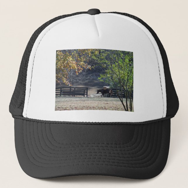 Gorra De Camionero Caballo marrón caminando por la valla (Anverso)