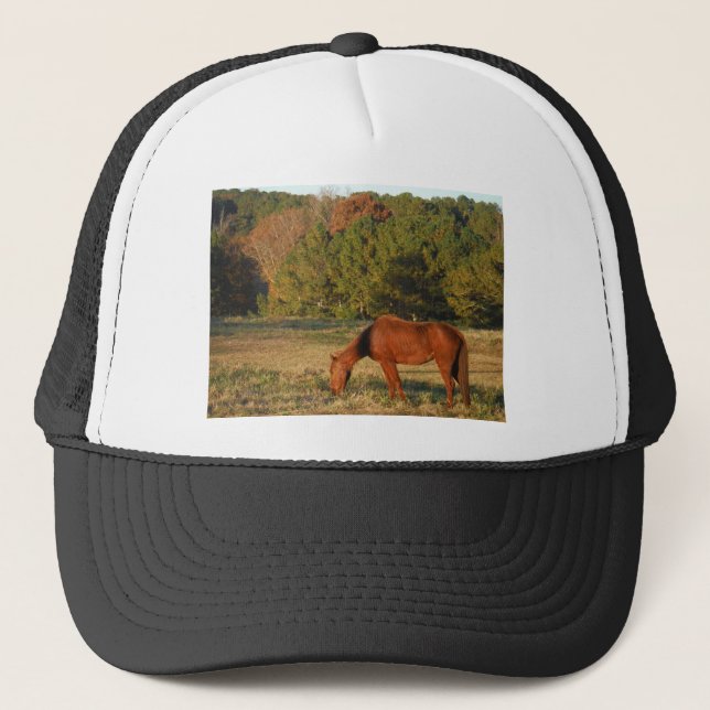 Gorra De Camionero Caballo marrón con pinos (Anverso)