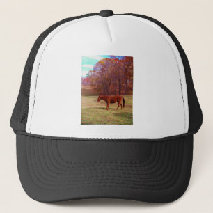 Gorra De Camionero Caballo marrón en un campo de hierba