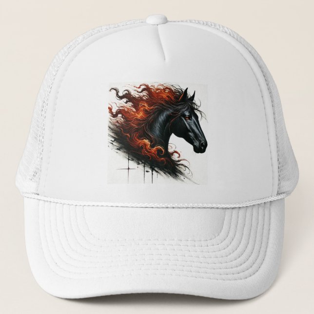 Gorra De Camionero Caballo Oscuro Con Crin Ígnea (Anverso)