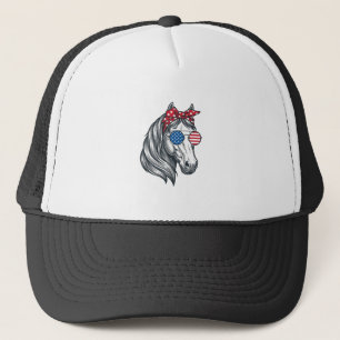 Gorra De Camionero Caballo Patriótico Con Gafas De Sol De Bandera Vin