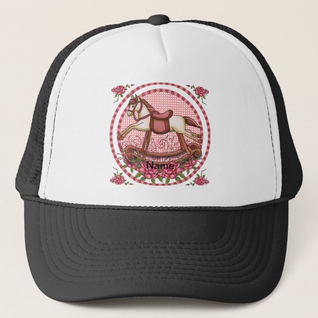 Gorra De Camionero Caballo rocoso de rosas rosadas (Anverso)