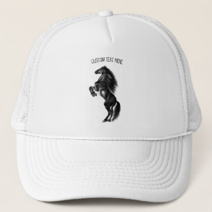 Gorra De Camionero Caballo salvaje negro vertical - Dibujo negro y bl