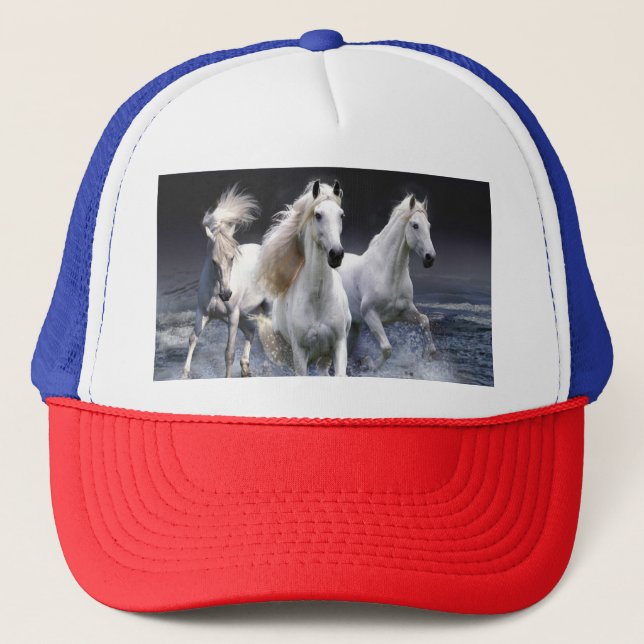 Gorra De Camionero Caballos corriendo lanzando almohada (Anverso)
