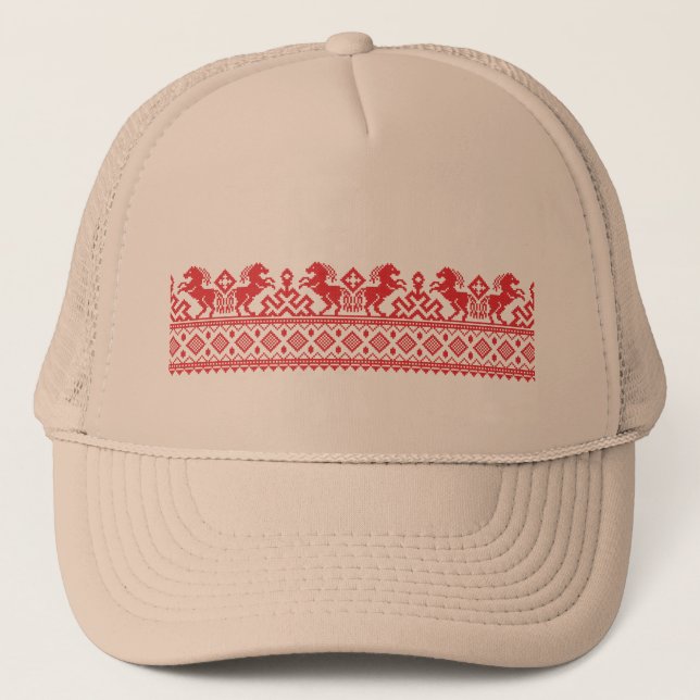 Gorra De Camionero Caballos de cría rojos (Anverso)