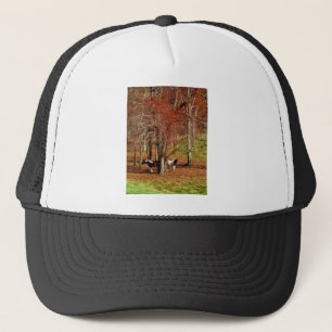Gorra De Camionero Caballos gemelos marrón y blanco