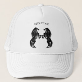 Gorra De Camionero Caballos salvajes negros erguidos - Añadir tu text