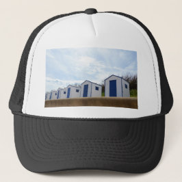 Gorra De Camionero Cabañas de Playa Azules y Blancas