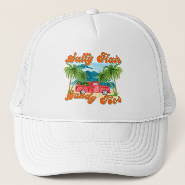Gorra De Camionero Cabello salado, sandy dedos | Isla Tropical (Anverso)
