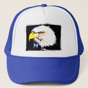 Gorra De Camionero Cabeza De Águila Azul Y Blanca Arte Pop Moderno El
