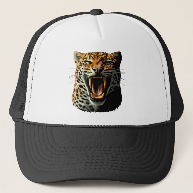 Gorra De Camionero Cabeza de ataque ruidosa de leopardo (Anverso)