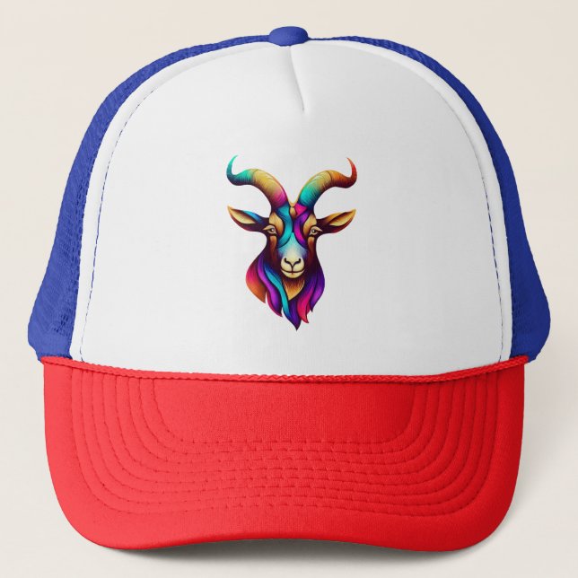 Gorra De Camionero Cabeza de cabra colorida Cuerno (Anverso)