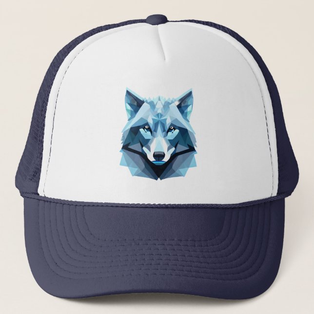 Gorra De Camionero Cabeza de lobo geométrica azul (Anverso)