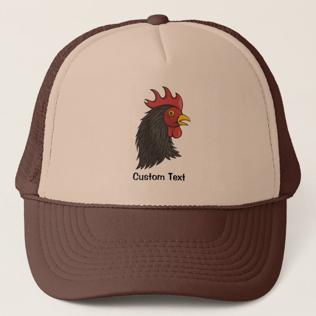 Gorra De Camionero Cabeza de Rooster Negro (Anverso)
