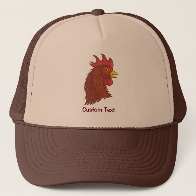 Gorra De Camionero Cabeza de Rooster Rojo (Anverso)